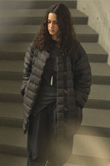 Cozy Collarless Quilted Down Jacket