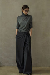 Diagonal Placket Lace-Up Slacks