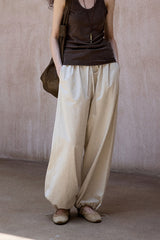 Washed Wide-Leg Slacks