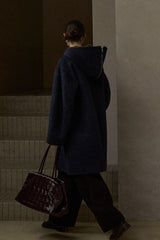 Hooded Scimitar-Sleeve Reversible Coat