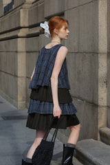 Square Neck Patchwork A-Line Dress