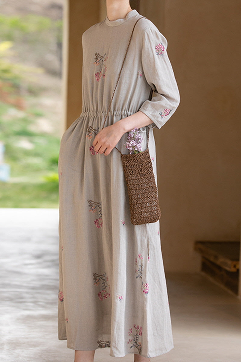 Embroidered Loose Long Dress