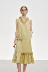 Three-Dimensional Flower Sleeveless Dress