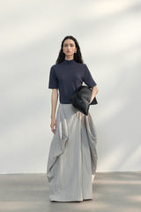 Backless Turtleneck Slim T-Shirt