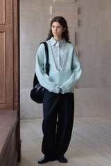 Lazy Deep V-Neck Pullover Top
