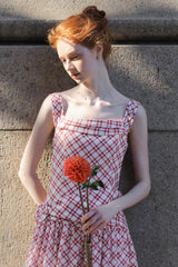 Square Neck Checkered Slip Dress