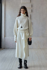 Asymmetric Layered Wrap Skirt
