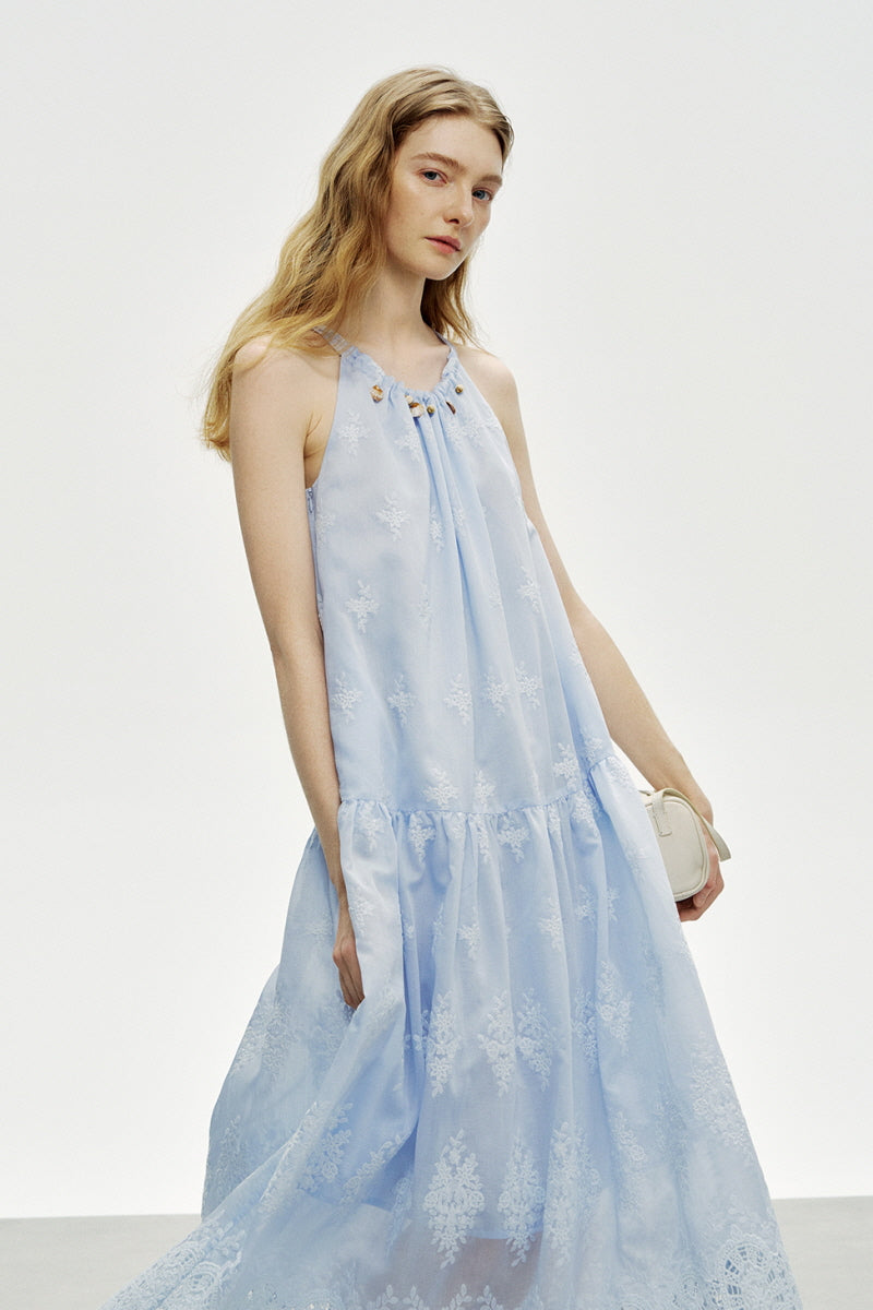 Beaded Halterneck Sleeveless Dress