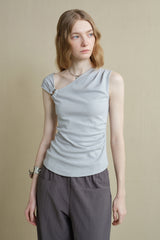 Irregular Slanted Shoulder Vest Top