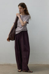 Twill Lace Casual Loose Floor-Length Pants