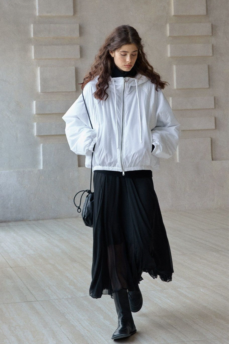 Simple Silhouette Hooded Jacket
