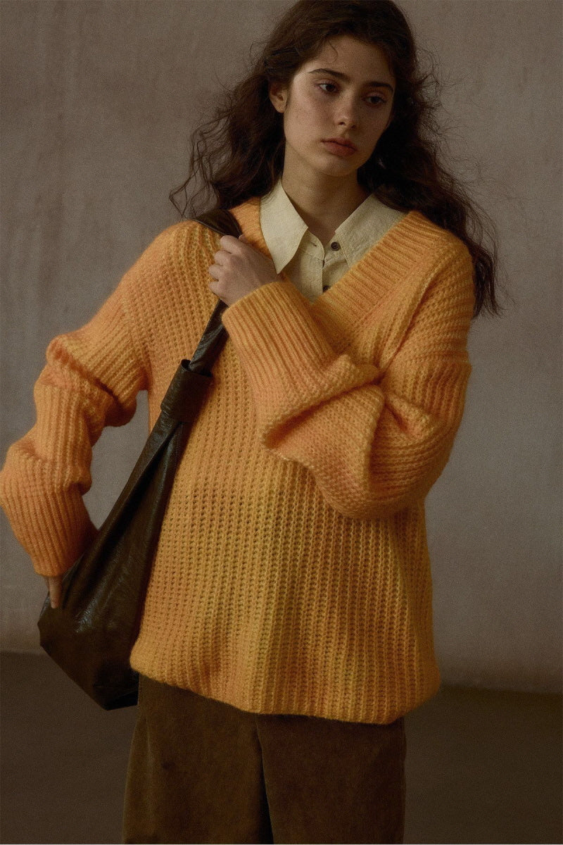 Spray-Painted V-Neck Pullover