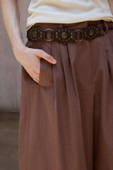 Pleated Wide-Leg Casual Pants