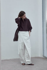 Lace-Up Pullover Bat Sleeve Shirt