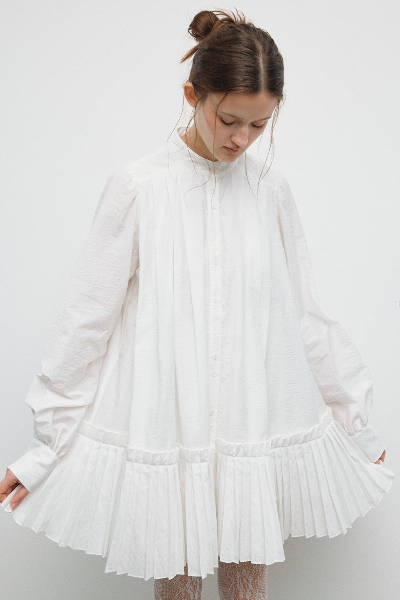 Sheer Pleated Midi Cardigan Dress