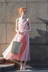 Shirred Cinched Waist Slip Dress