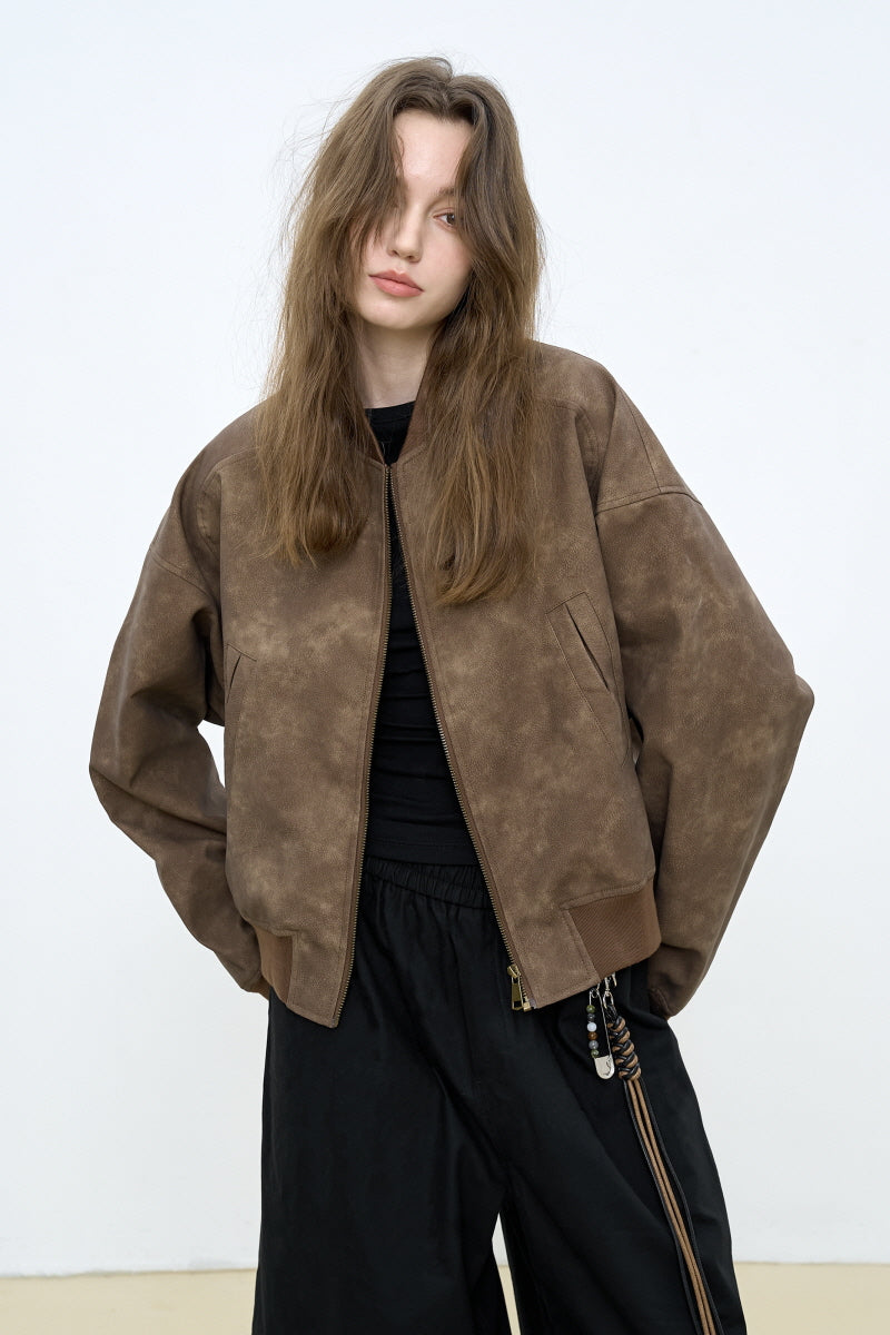 Cropped Silhouette Baseball Jacket