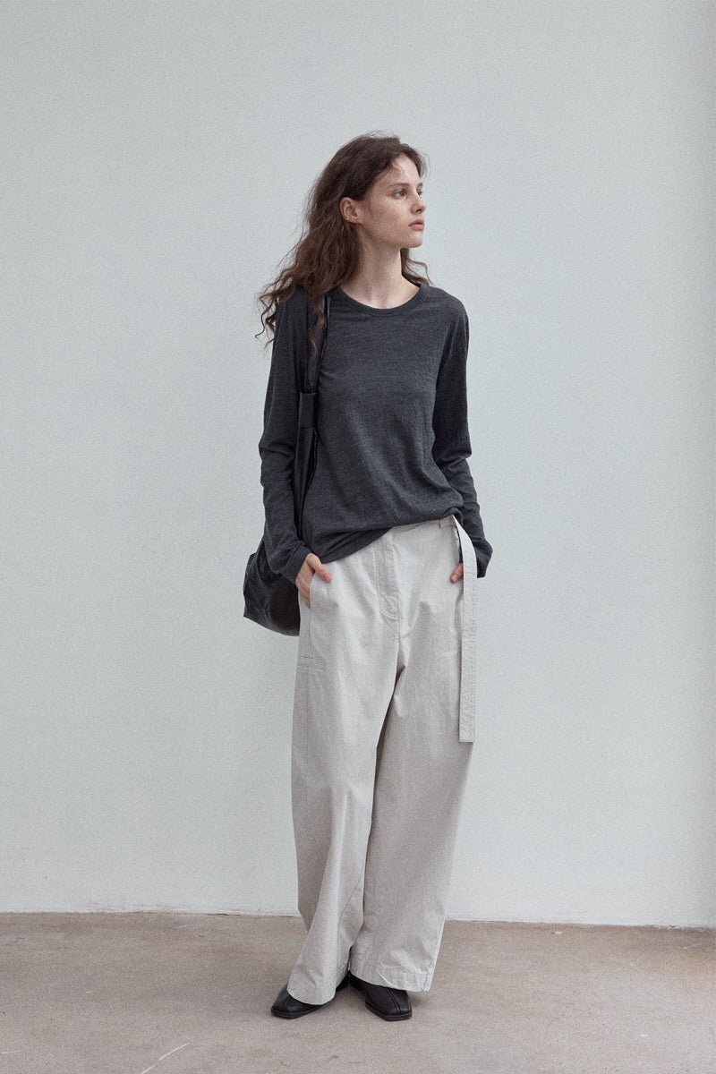 Relaxed Scimitar Wide-Leg Pants