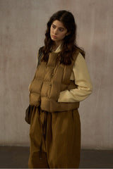Quilted V-Neck Short Down Vest