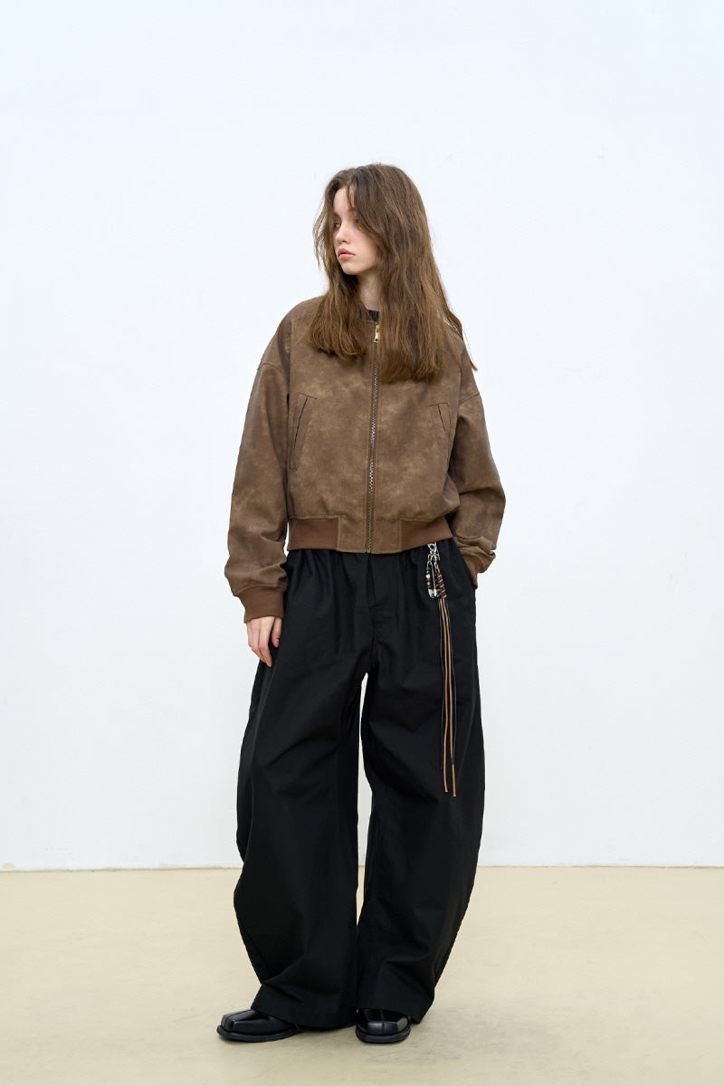 Cropped Silhouette Baseball Jacket