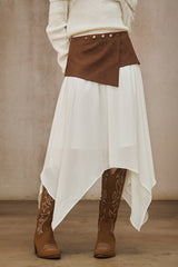 Irregular Waist-Seal Midi Skirt