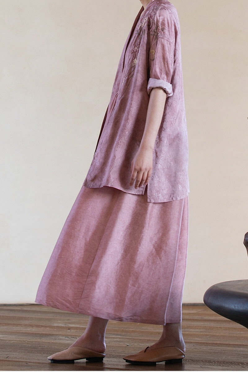 Embroidered Side-Slit Loose Dress