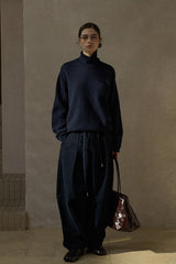 Drawstring Loose-Leg Slacks