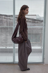Pleated Wide-Leg Floor-Length Pants