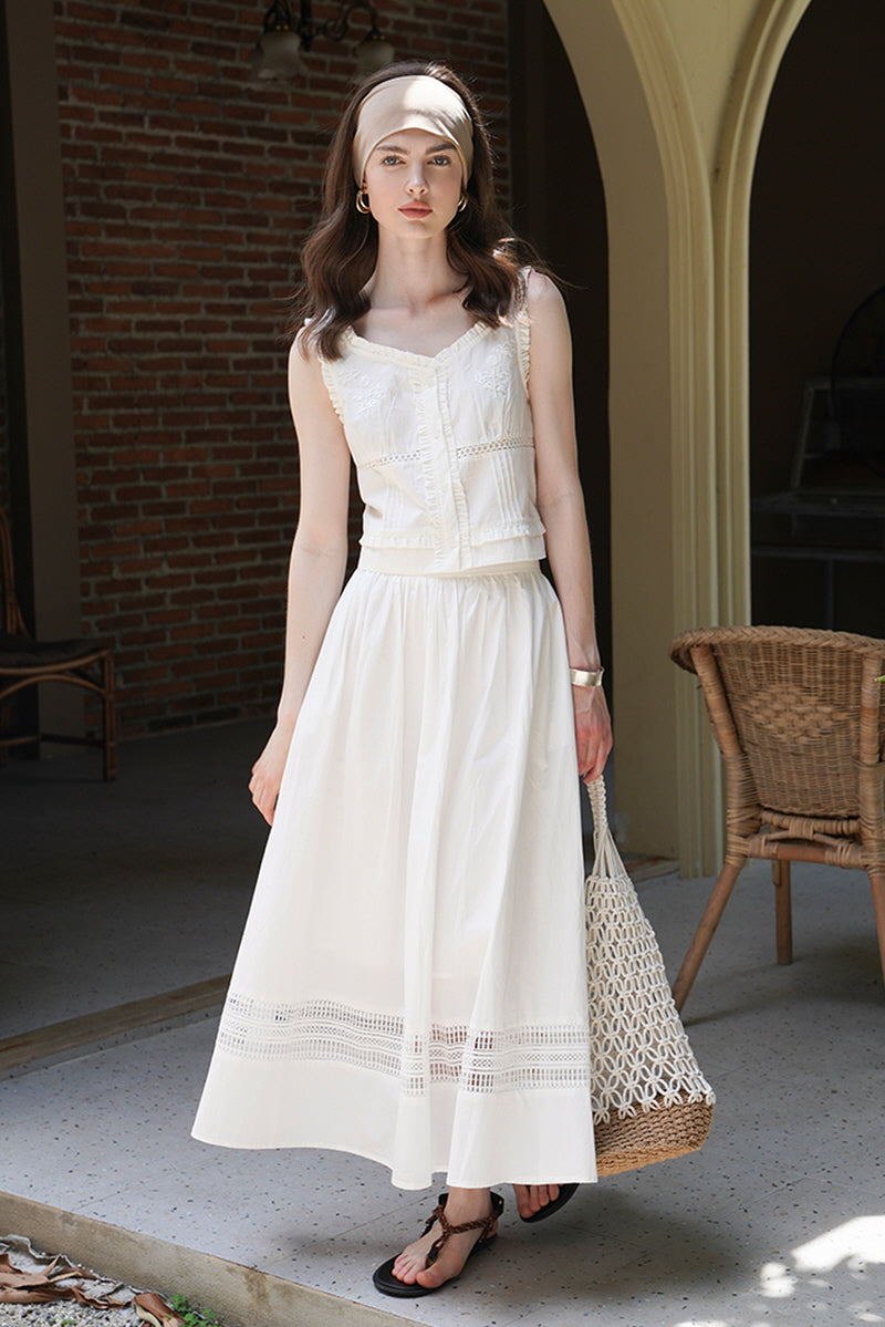 Vintage Rose Embroidery Cropped Vest