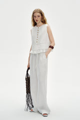 Cut-Out Embroidery Loose Sleeveless Vest Blouse