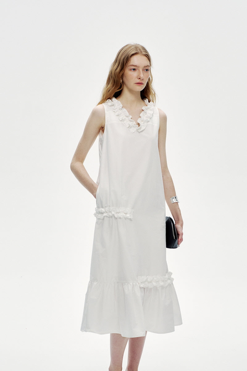Three-Dimensional Flower Sleeveless Dress