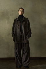 Adjustable-Strap Two-Tone Loose Slacks