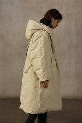 Hooded Wrap Long Puffer Coat