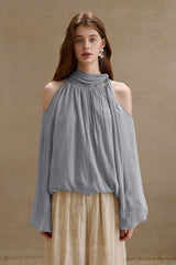 Shaved Shoulder Strap Flower Bud Top