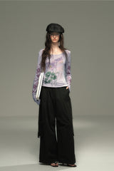 Slanted Neckline Long Sleeve T-Shirt