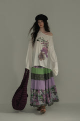 Layered Patchwork Vintage Long Skirt