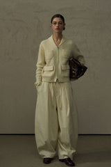 Four-Pocket Ribbed Cardigan