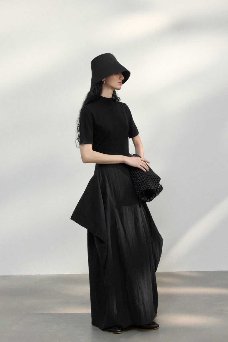 Backless Turtleneck Slim T-Shirt