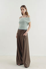 One-Shoulder Off-Shoulder Knit Two-Piece Top