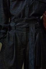 Adjustable-Strap Two-Tone Loose Slacks