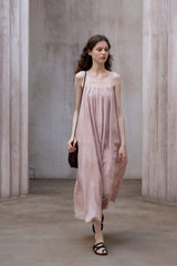 Pleated Backless Slip Dress