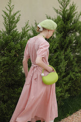 Folded Placket Tie Waist Casual Dress