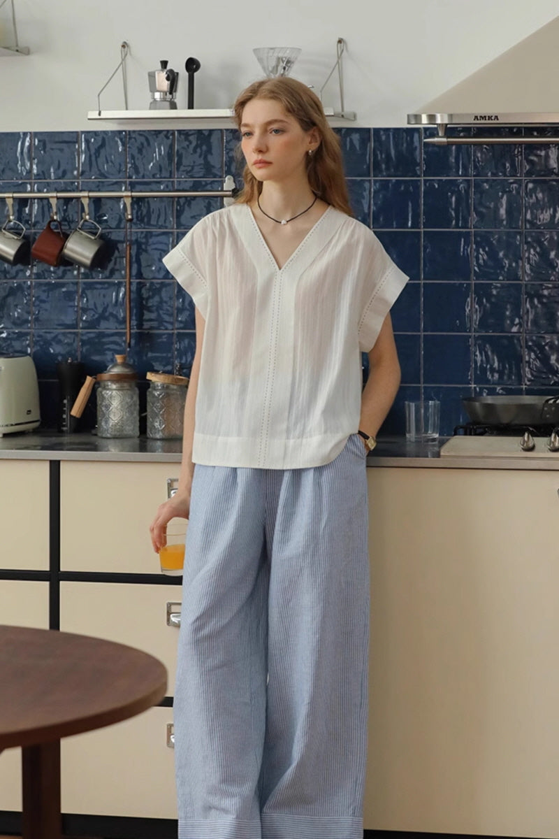 High Waist Wide Leg Striped Pants