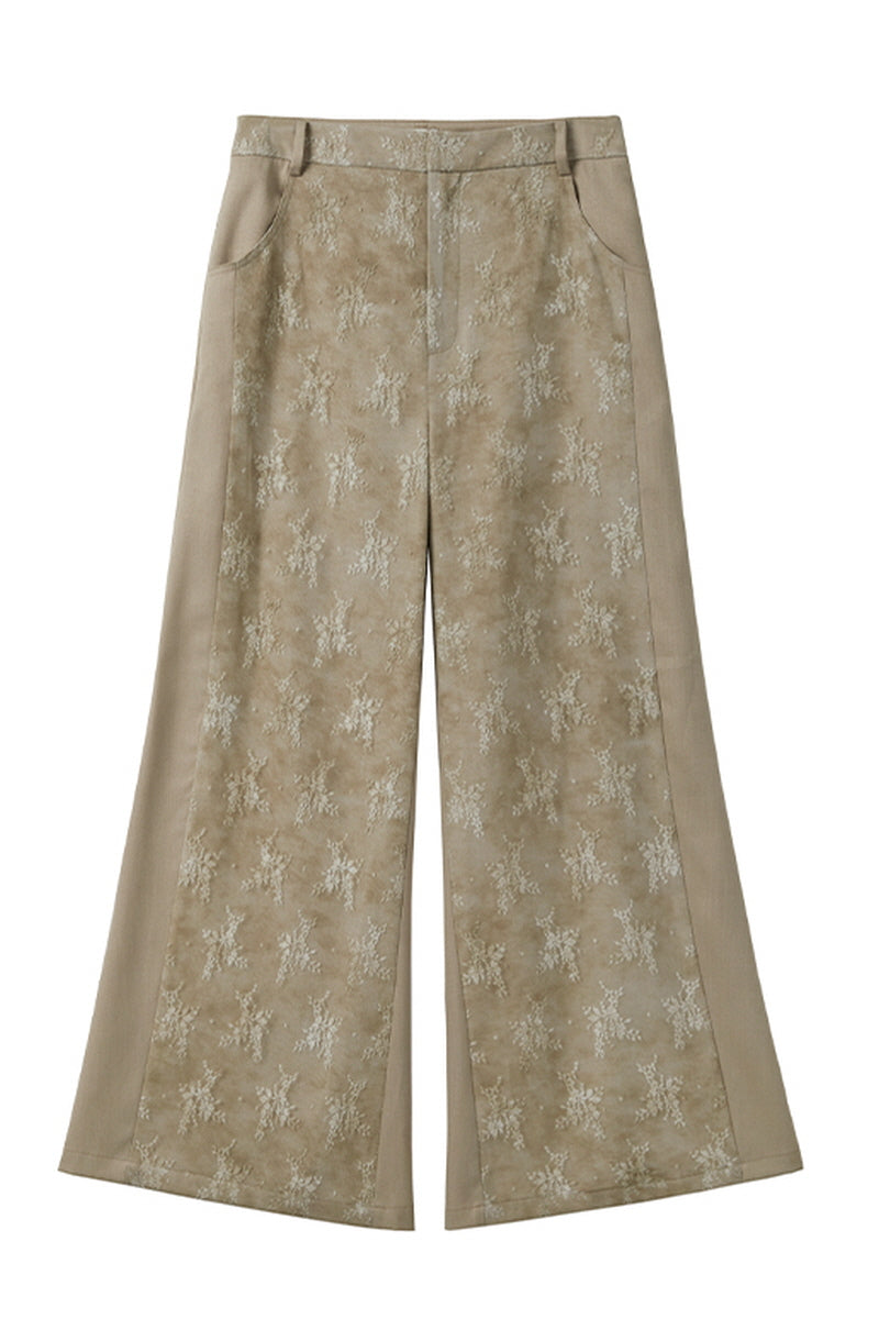 Cut-Out Panelled Straight-Leg Trousers
