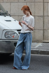 Contrast Embroidery Monogram Short Sleeve Sweater