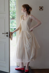 Lace Cut-Out U-Neck Loose A-Line Dress