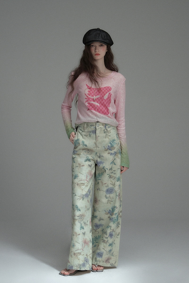 Gradient Print Long Sleeve T-Shirt
