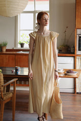 Small Fly Sleeve Lace-Up Loose Dress