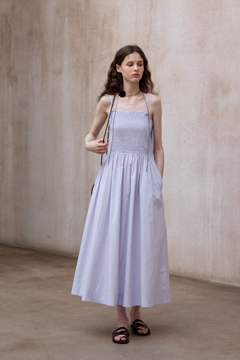 Shirred Strap Maxi Dress