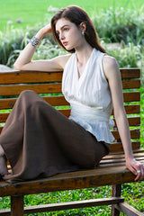 Cross-Strap Ruffled Top